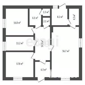 Дом 132м², 1-этажный, участок 6 сот.  
