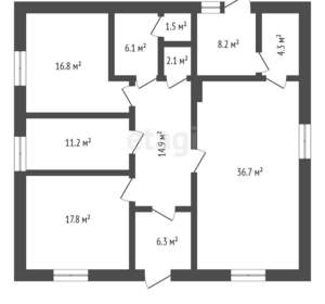 Дом 132м², 1-этажный, участок 6 сот.  