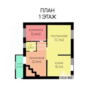 Дом 172м², 2-этажный, участок 6 сот.  