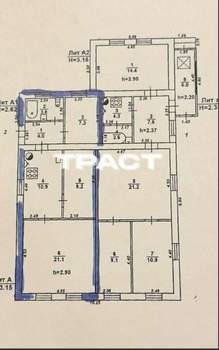 Дом 56м², 1-этажный, участок 2 сот.  