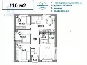 Дом 77м², 1-этажный, участок 4 сот.  
