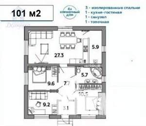 Дом 77м², 1-этажный, участок 4 сот.  