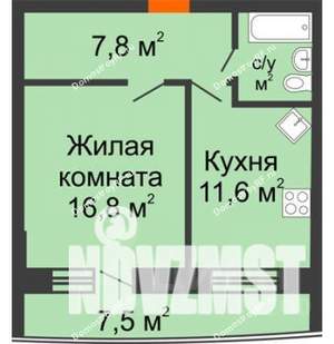 1-к квартира, на длительный срок, 44м2, 11/16 этаж
