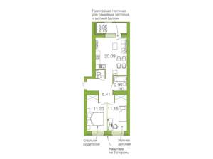 2-к квартира, на длительный срок, 56м2, 14/15 этаж