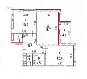 2-к квартира, на длительный срок, 58м2, 18/25 этаж