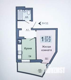 1-к квартира, на длительный срок, 31м2, 15/19 этаж