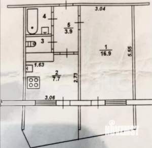 1-к квартира, на длительный срок, 33м2, 6/16 этаж