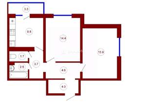 2-к квартира, на длительный срок, 57м2, 10/17 этаж