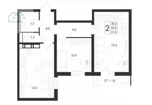 2-к квартира, на длительный срок, 60м2, 16/18 этаж