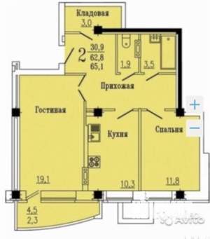 2-к квартира, на длительный срок, 58м2, 13/16 этаж