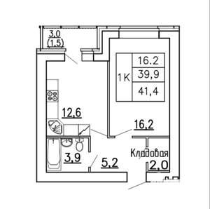 1-к квартира, на длительный срок, 40м2, 9/16 этаж