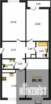 3-к квартира, вторичка, 89м2, 17/19 этаж
