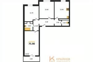 3-к квартира, вторичка, 76м2, 14/17 этаж