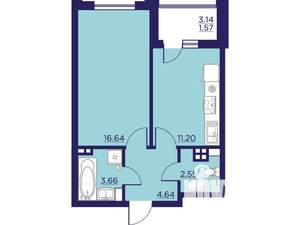 Студия квартира, вторичка, 40м2, 3/18 этаж