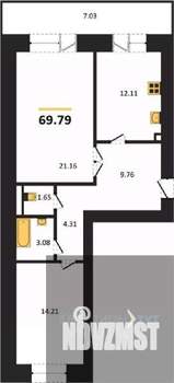 2-к квартира, вторичка, 70м2, 1/14 этаж