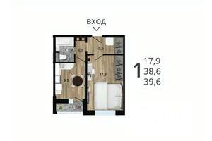 1-к квартира, строящийся дом, 40м2, 8/15 этаж