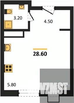 Студия квартира, вторичка, 29м2, 1/13 этаж