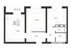 2-к квартира, вторичка, 53м2, 11/17 этаж