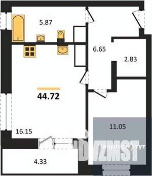 1-к квартира, вторичка, 45м2, 25/25 этаж