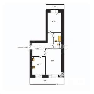 2-к квартира, вторичка, 69м2, 8/16 этаж