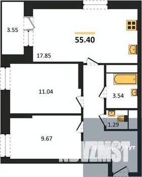 2-к квартира, вторичка, 55м2, 25/25 этаж