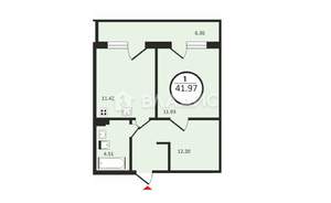 1-к квартира, сданный дом, 42м2, 8/9 этаж