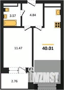 1-к квартира, вторичка, 40м2, 18/28 этаж