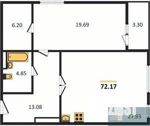 1-к квартира, вторичка, 72м2, 7/20 этаж