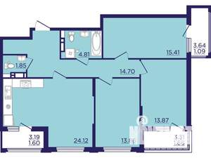 3-к квартира, вторичка, 93м2, 10/22 этаж