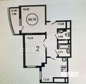 1-к квартира, вторичка, 65м2, 17/19 этаж