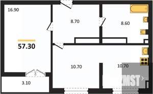1-к квартира, вторичка, 57м2, 1/17 этаж