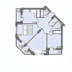 2-к квартира, вторичка, 73м2, 13/13 этаж