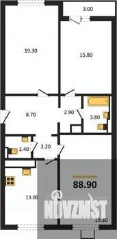 3-к квартира, вторичка, 89м2, 18/19 этаж