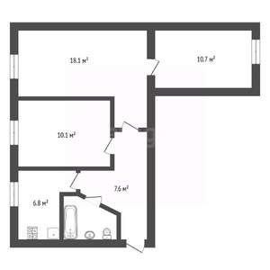 3-к квартира, вторичка, 58м2, 1/5 этаж