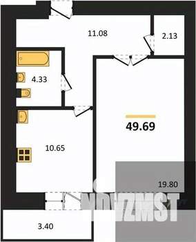 1-к квартира, вторичка, 50м2, 4/14 этаж
