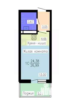 Студия квартира, вторичка, 27м2, 9/16 этаж