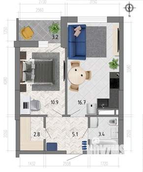 1-к квартира, строящийся дом, 41м2, 5/18 этаж
