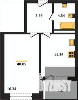 1-к квартира, вторичка, 40м2, 1/18 этаж