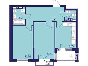 2-к квартира, вторичка, 65м2, 6/18 этаж