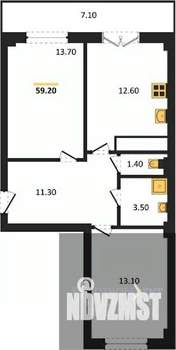 2-к квартира, вторичка, 59м2, 4/15 этаж