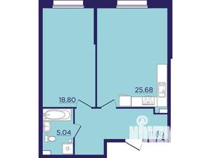 1-к квартира, вторичка, 61м2, 1/18 этаж