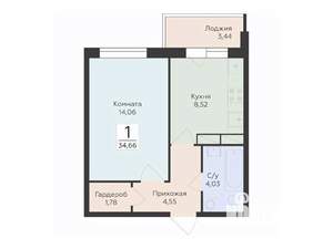 1-к квартира, вторичка, 35м2, 3/15 этаж