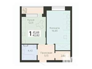 1-к квартира, вторичка, 43м2, 10/19 этаж