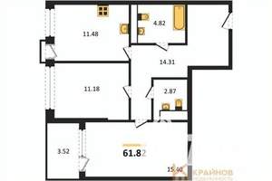 2-к квартира, сданный дом, 62м2, 15/21 этаж