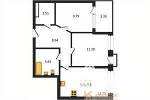 2-к квартира, сданный дом, 55м2, 5/21 этаж