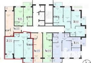 2-к квартира, сданный дом, 60м2, 1/19 этаж