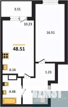 1-к квартира, вторичка, 49м2, 8/18 этаж