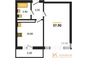 1-к квартира, вторичка, 38м2, 8/17 этаж