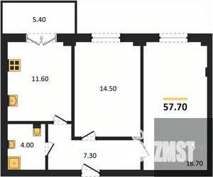 2-к квартира, вторичка, 58м2, 15/15 этаж