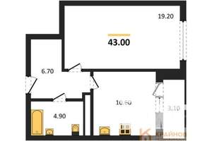 1-к квартира, вторичка, 43м2, 15/25 этаж